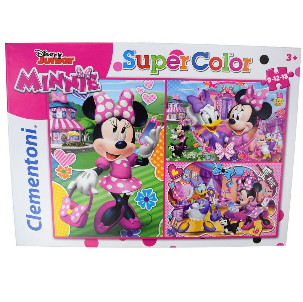 Clementoni 96327 Disney - Minnie Mouse - Supercolor - 3 x Puzzle - 9 1 ...