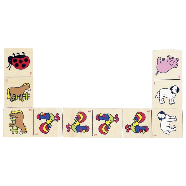 goki WG090 Spiele - Domino - Tiermotive im Holzkasten