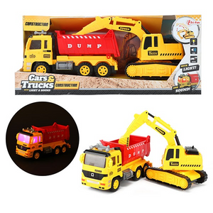 Toi-toys 24069A Cars&Trucks - Kipplaster mit Bagger - Licht und Geräusche