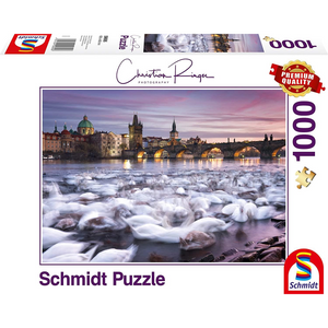 Schmidt Spiele 59695 Erwachsenenpuzzle - # 1000 - Schmidt Puzzle Christian Ringer -  Prag - Schwäne