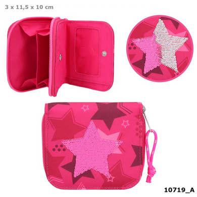 Depesche 10719 TOP Model - Portemonnaie Stern aus Streichpailletten- pink