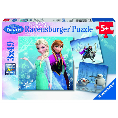 Ravensburger 09264 Kinder-Puzzle - Disney Die Eiskönigin - Abenteuer im Winterland (3x49 Teile)
