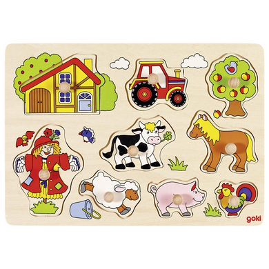 goki 57995 Holzpuzzle - Steckpuzzle - Bauernhof VI