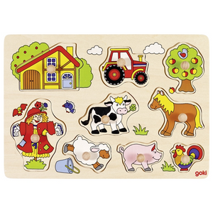 goki 57995 Holzpuzzle - Steckpuzzle - Bauernhof VI