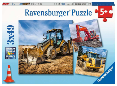 Ravensburger 05032 Kinder-Puzzle - Baufahrzeuge im Einsatz (3x49 Teile)
