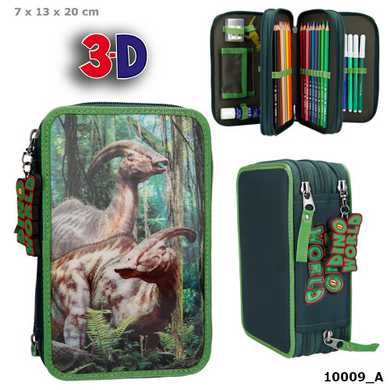 Depesche 10009 Dino World - 3-fach Federtasche 3D