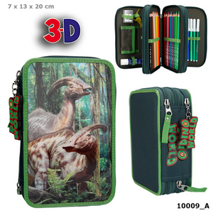 Depesche 10009 Dino World - 3-fach Federtasche 3D