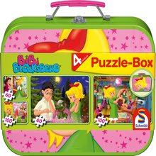Schmidt Spiele 55595 Bibi Blocksberg - Puzzle im Metallkoffer - 2x60 Teile - 2x 100Teile