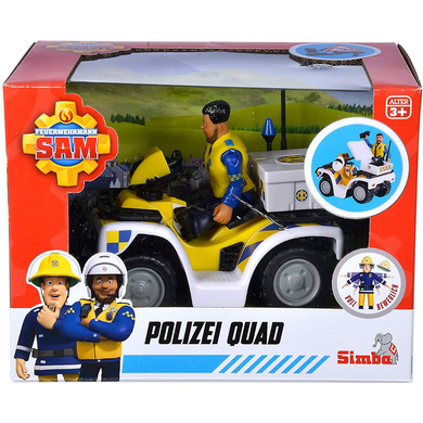Simba Dickie 109251093 Simba Toys - Feuerwehrmann Sam - Polizei Quad mit Figur
