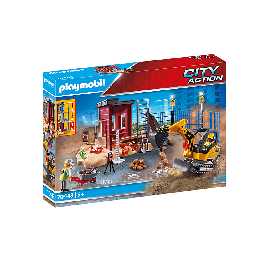 Playmobil 70443 City Action - Hochhausbau - Minibagger mit Bauteil