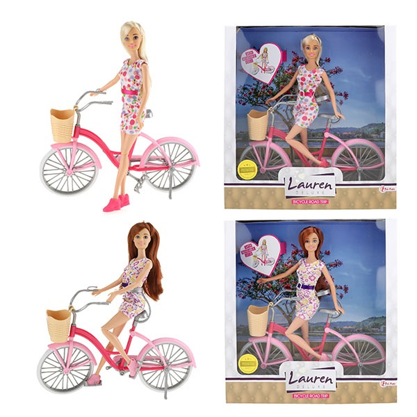 Toi-toys 04112Z Lauren - Teenager-Puppe auf Fahrrad - 2-fach sortiert