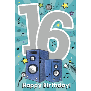 Depesche 5698-026 Karten mit Musik - # 26 - Happy Birthday! - Zahl 16 - türkis