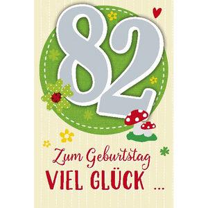 Depesche 5698-104 Karten mit Musik - # 104 - Zum Geburtstag viel Glück - Zahl 82 - beige