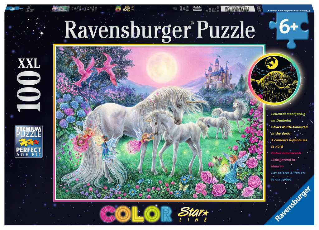 Ravensburger 13670 Kinder-Puzzle - # 100 - Einhörner im Mondschein - Color Star Line