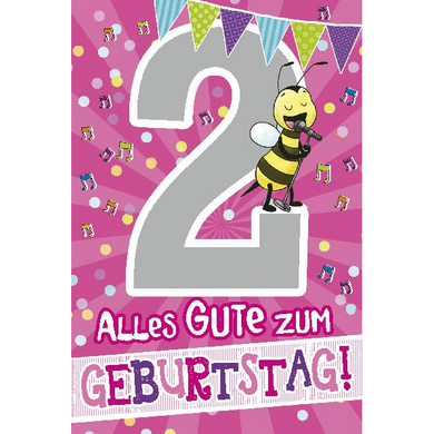 Depesche 5698-004 Karten mit Musik - # 4 - Alles Gute zum Geburtstag - Zahl 2 - rosa