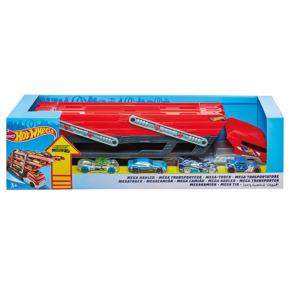 Mattel 331-0081 Hot Wheels - Mega Hauler mit 4 Autos
