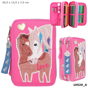 Depesche 10529 Miss Melody - Federtasche 3 Fach mit Streichpailletten