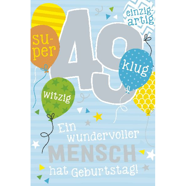 Depesche 5698-064 Karten mit Musik - # 64 - Ein wundervoller Mensch hat Geburtstag! - Zahl 49 - hellblau