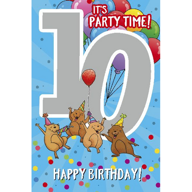 Depesche 5698-019 Karten mit Musik - # 19 - It's party time! Happy Birthday! - Zahl 10 - blau