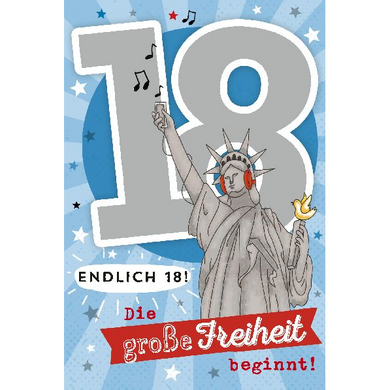 Depesche 5698-028 Karten mit Musik - # 28 - Endlich 18 Die große Freiheit beginnt! - Zahl 18 - blau