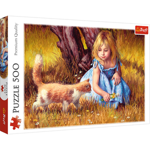Trefl 37291 Trefl Puzzle - Premium Puzzle - # 500 - Mädchen mit Katze
