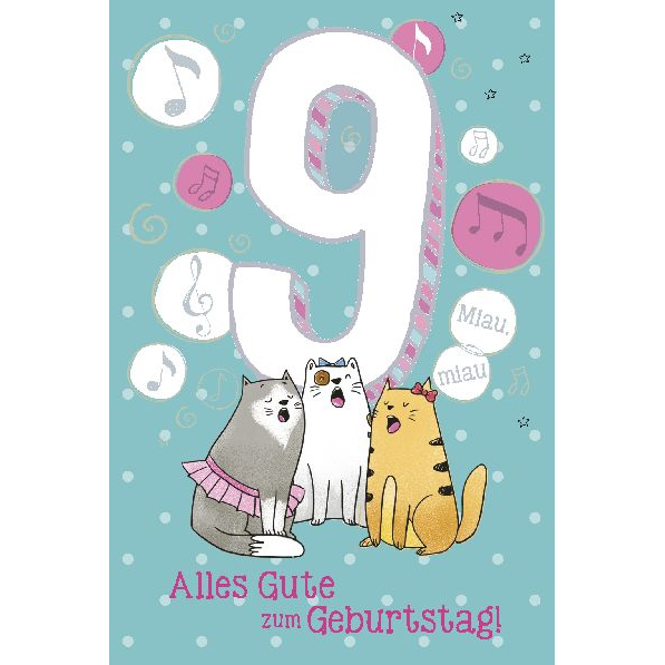 Depesche 5698-018 Karten mit Musik - # 18 - Alles Gute zum Geburtstag! - Zahl 9 - türkis
