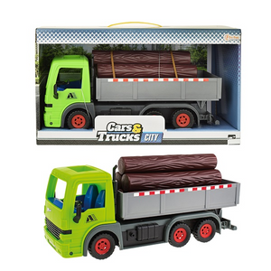 Toi-toys 24099D Cars&Trucks - Lastwagen mit Baumstämmen grün - Friktion - ca. 33cm