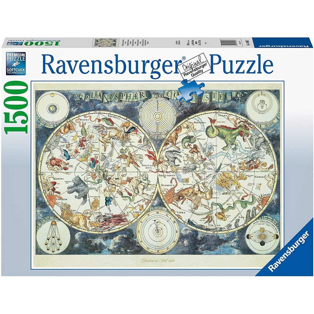 Ravensburger 16003 Erwachsenen-Puzzle - # 1500 - Weltkarte mit fantastischen Tierwesen
