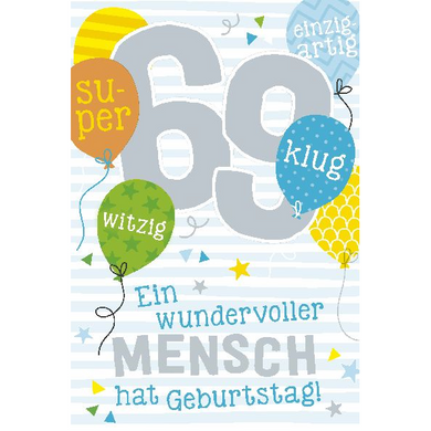 Depesche 5698-088 Karten mit Musik - # 88 -  Ein wundervoller Mensch hat Geburtstag! - Zahl 69 - hellblau