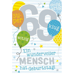 Depesche 5698-088 Karten mit Musik - # 88 -  Ein wundervoller Mensch hat Geburtstag! - Zahl 69 - hellblau