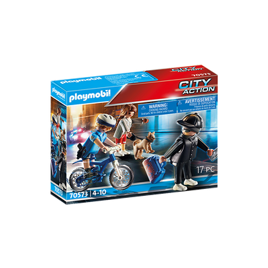 Playmobil 70573 City Action - Polizei-Fahrrad: Verfolgung des Taschendiebs