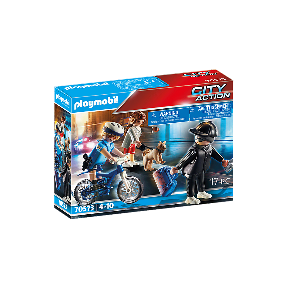 Playmobil 70573 City Action - Polizei-Fahrrad: Verfolgung des Taschendiebs