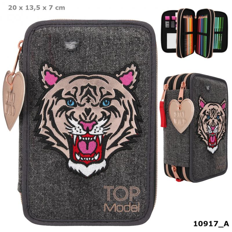 Depesche 10917 TOP Model - 3-fach Federtasche Tiger Jeans