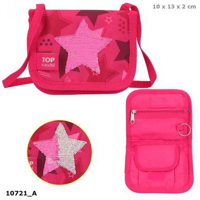 Depesche 10721 TOP Model - Brustbeutel Streichpaillette Stern pink
