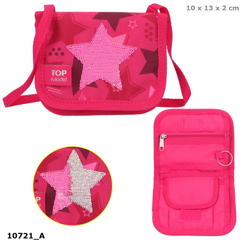 Depesche 10721 TOP Model - Brustbeutel Streichpaillette Stern pink
