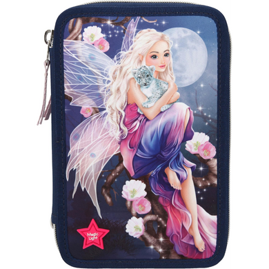 Depesche 10988 TOP Model - Federtasche 3 Fächer dunkelblau LED