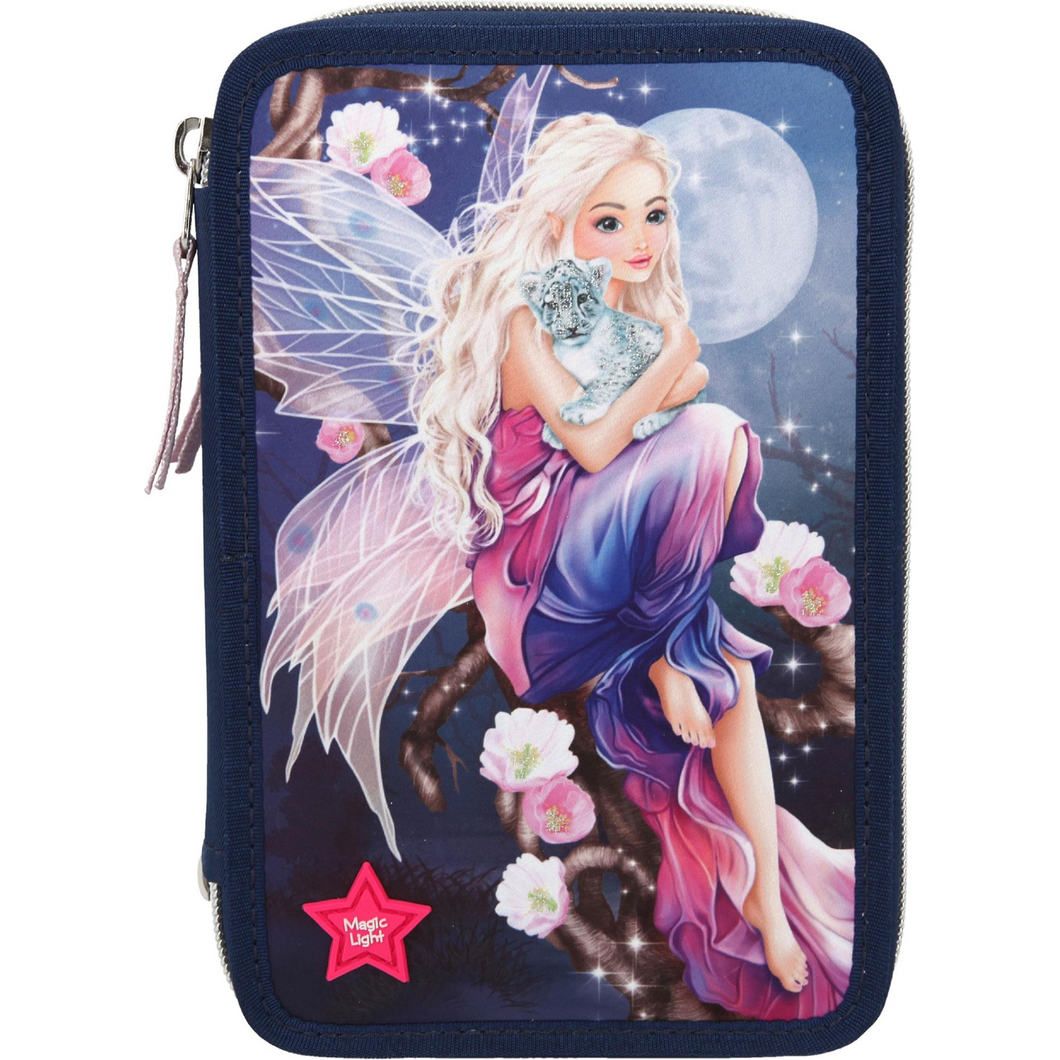 Depesche 10988 TOP Model - Federtasche 3 Fächer dunkelblau LED