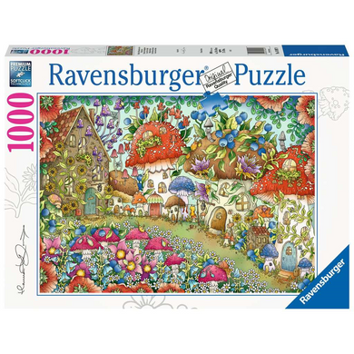 Ravensburger 16997 Erwachsenen-Puzzle - # 1000 - Niedliche Pilzhäuschen in der Blumenwiese