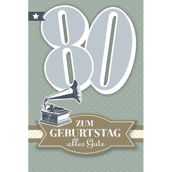 Depesche 5698-102 Karten mit Musik - # 102 - Zum Geburtstag alles Gute - Zahl 80 - oliv