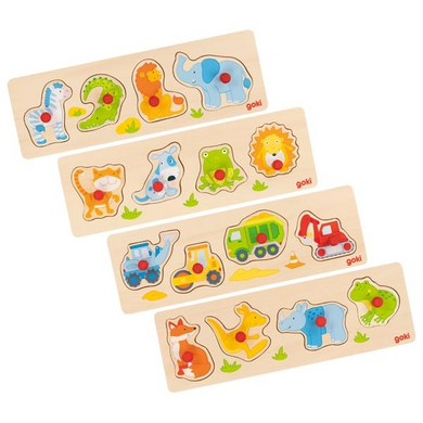 goki 57440 Holzpuzzle - Steckpuzzle - Powerdisplay II - 4fach sortiert