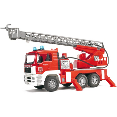 BRUDER 02771 Profi-Serie - MAN Feuerwehr mit Drehleiter - Licht und Sound