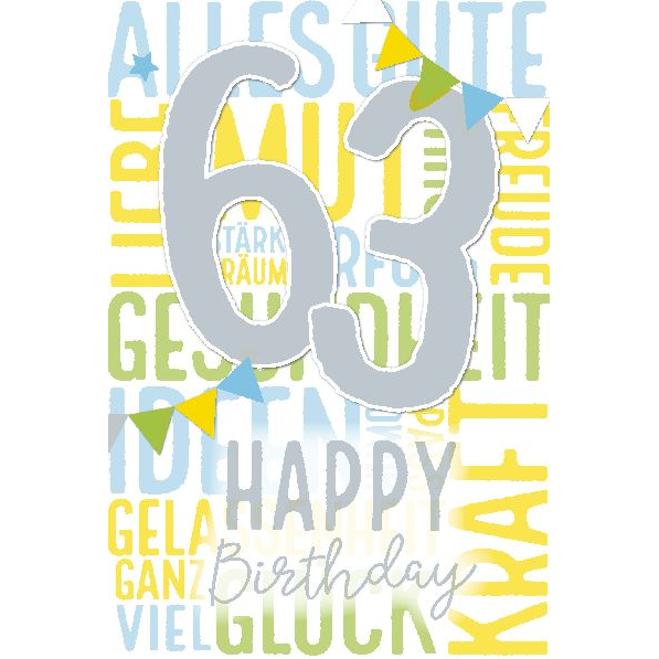 Depesche 5698-082 Karten mit Musik - # 82 - Happy Birthday! - Zahl 63 - multi-color