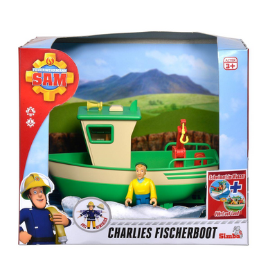 Simba Dickie 109251074 Simba Toys - Feuerwehrmann Sam - Charlies Fischerboot mit Figur