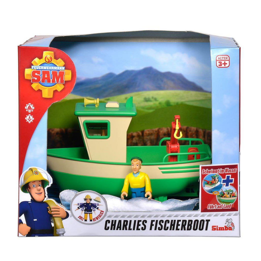 Simba Dickie 109251074 Simba Toys - Feuerwehrmann Sam - Charlies Fischerboot mit Figur