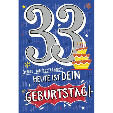 Depesche 5698-046 Karten mit Musik - # 46 - Heute ist dein Geburtstag! - Zahl 33 - blau