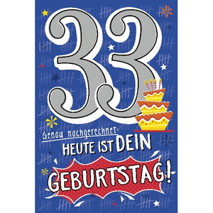 Depesche 5698-046 Karten mit Musik - # 46 - Heute ist dein Geburtstag! - Zahl 33 - blau