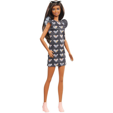 Mattel GHW54 Barbie - Fashionistas - Puppe (brünett) mit Mäusekleid
