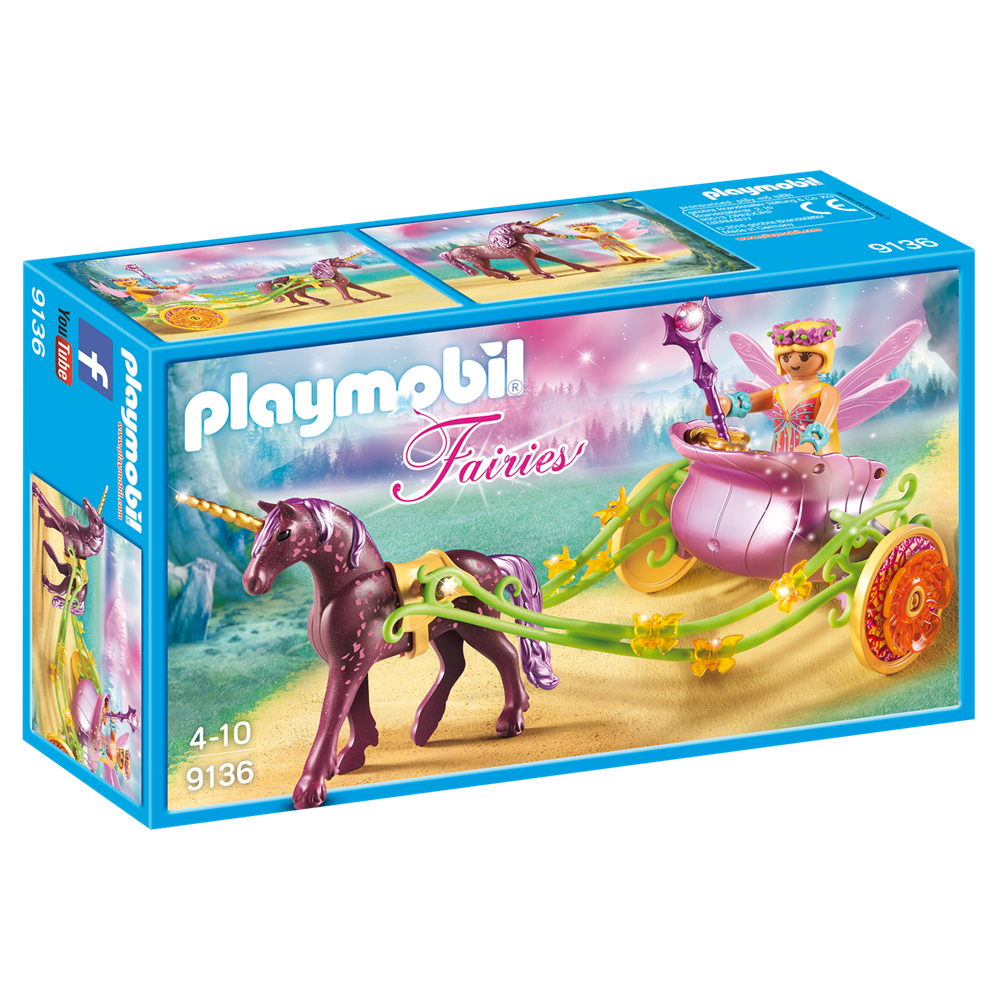 Playmobil 9136 Fairies - Magischer Feenwald - Blumenfee mit Einhornkutsche