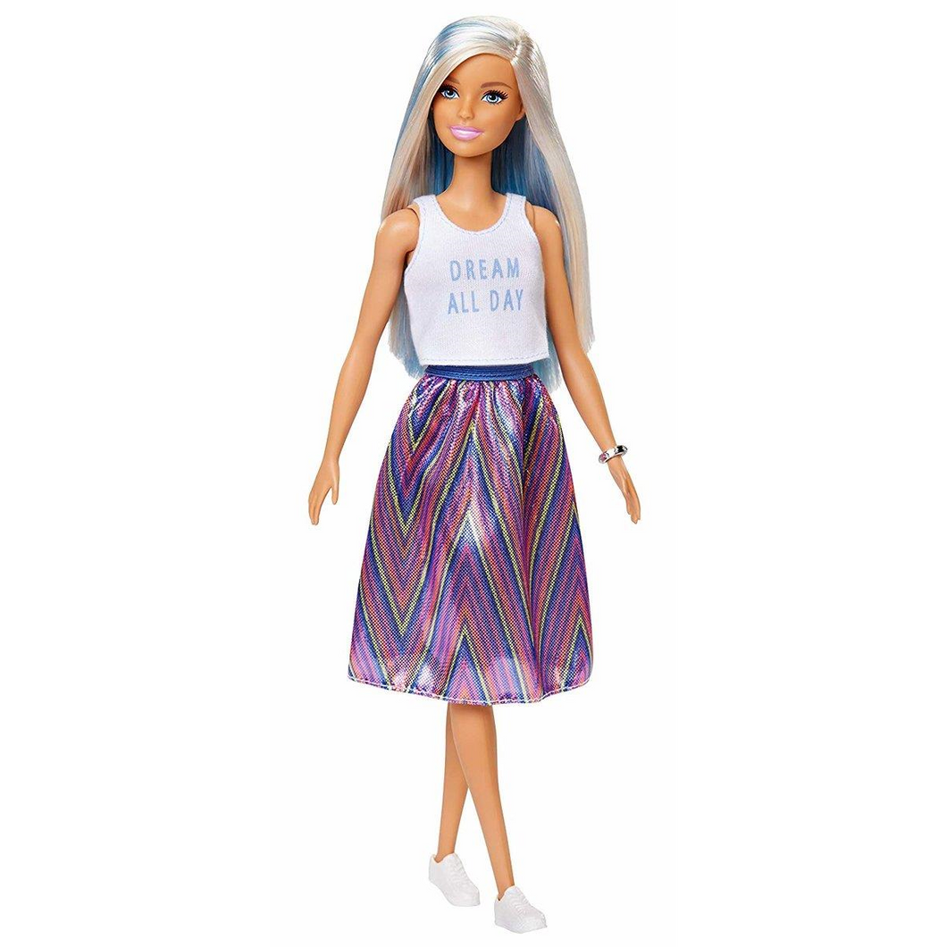 Mattel FXL53 Barbie - Fashionistas - Grafikstil Rock- blond-blaue Haare