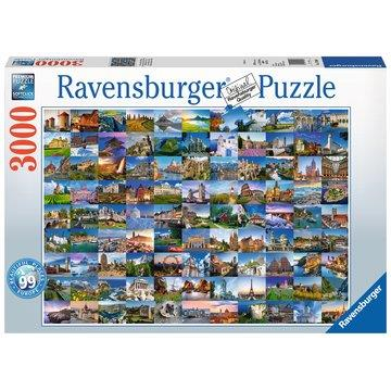 Ravensburger 17080 Erwachsenen-Puzzle - # 3000 - 99 Beautiful Places in Europe